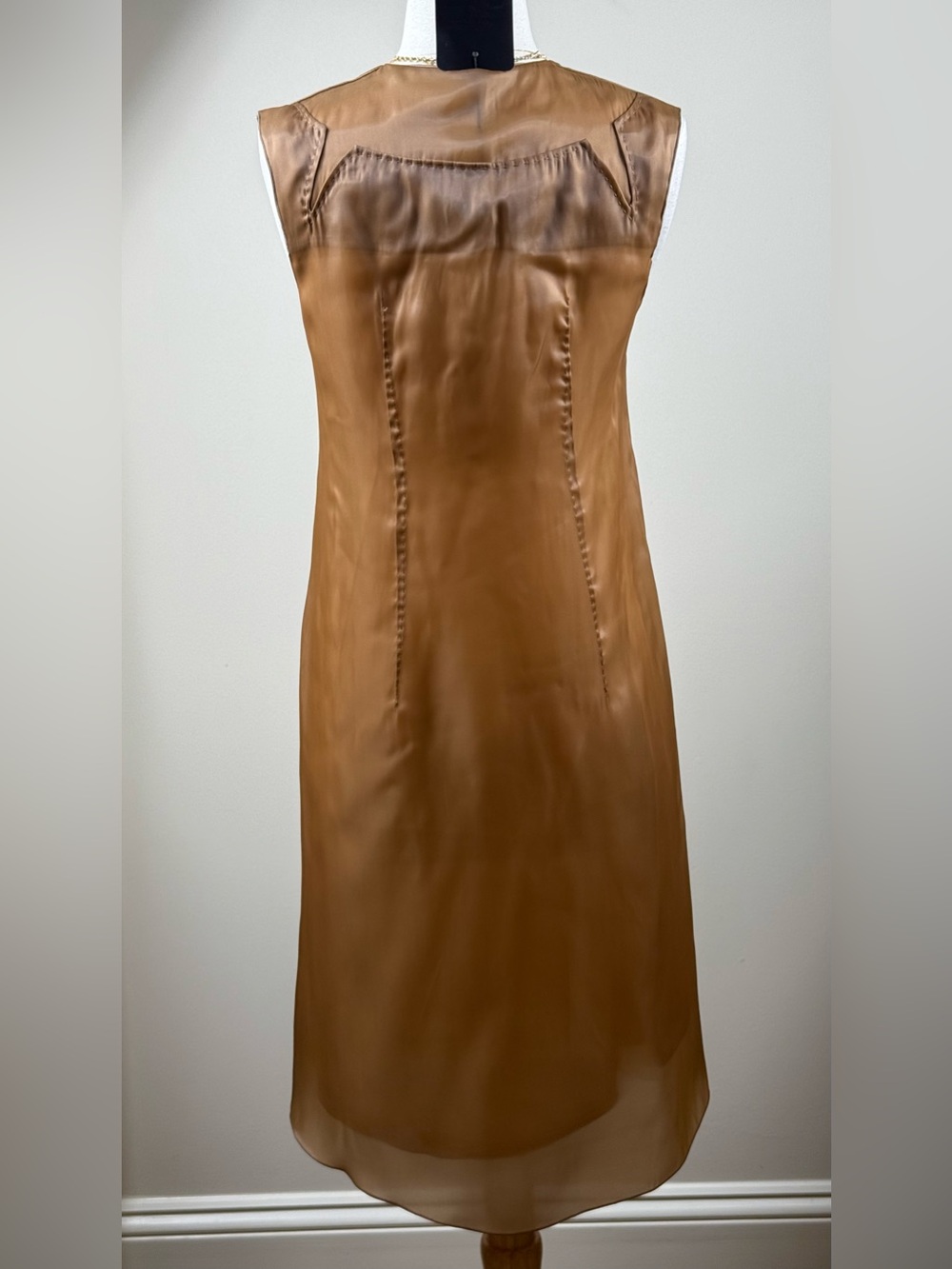 Costume National Italian Designer Sheer Silk-Blend Belted Midi Dress EU 40 - Picture 3 of 6